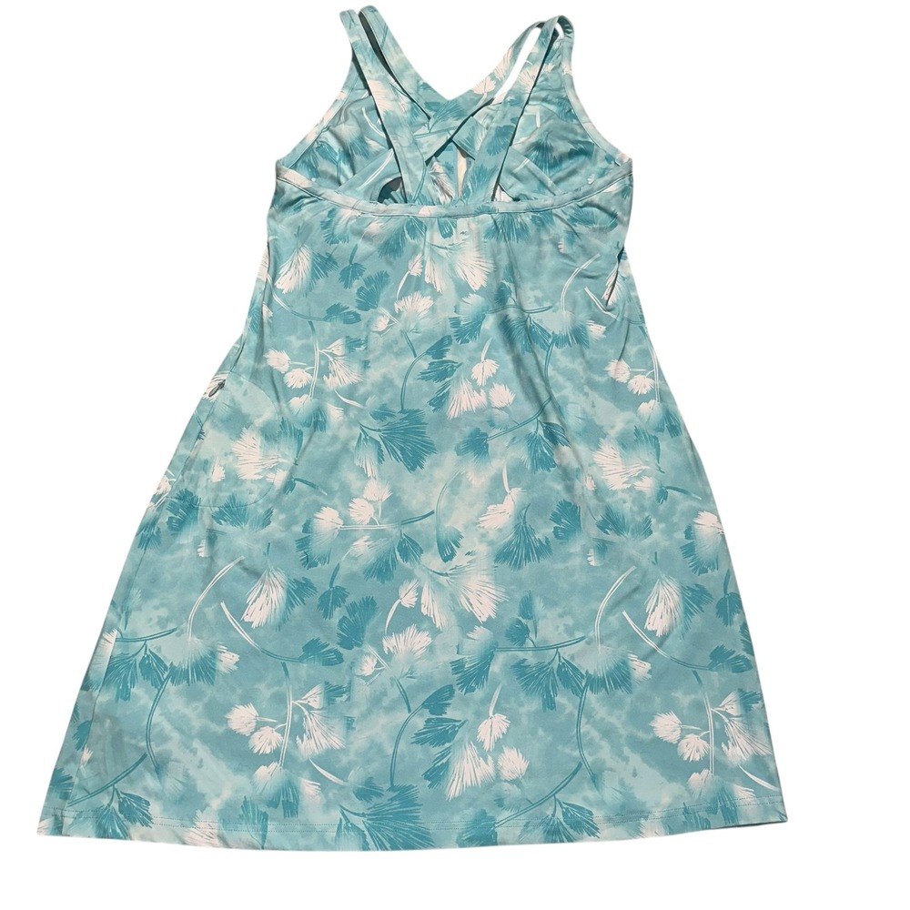 Title Nine Women's Teal Leaf Print Racerback Swing Dress‎ Size L - Picture 3 of 7